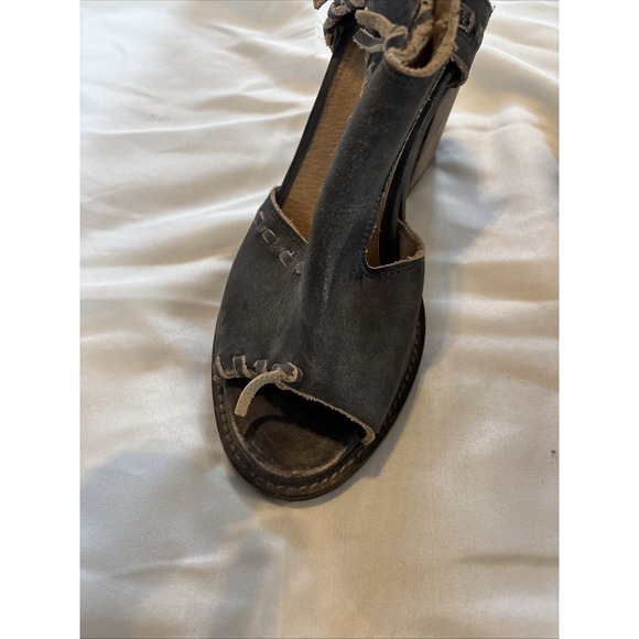 Farylrobin Loki Full Leather Chunky Heel‎ Sandal Womens Size 7.5 Gray Black - Picture 6 of 11